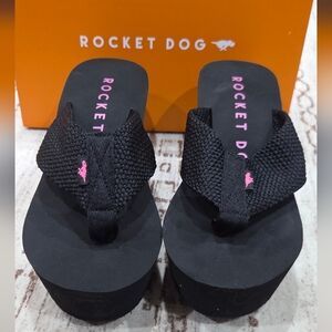 Rocket Dog Black and Pink Platform Sandals